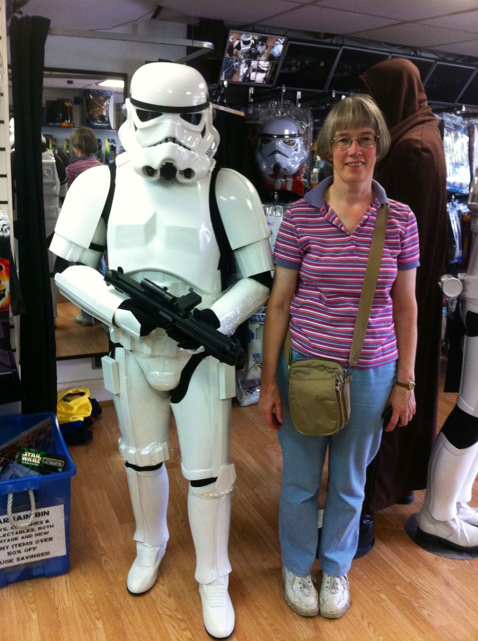 Norman transformed into a Stormtrooper jedi-robe shop london costume review